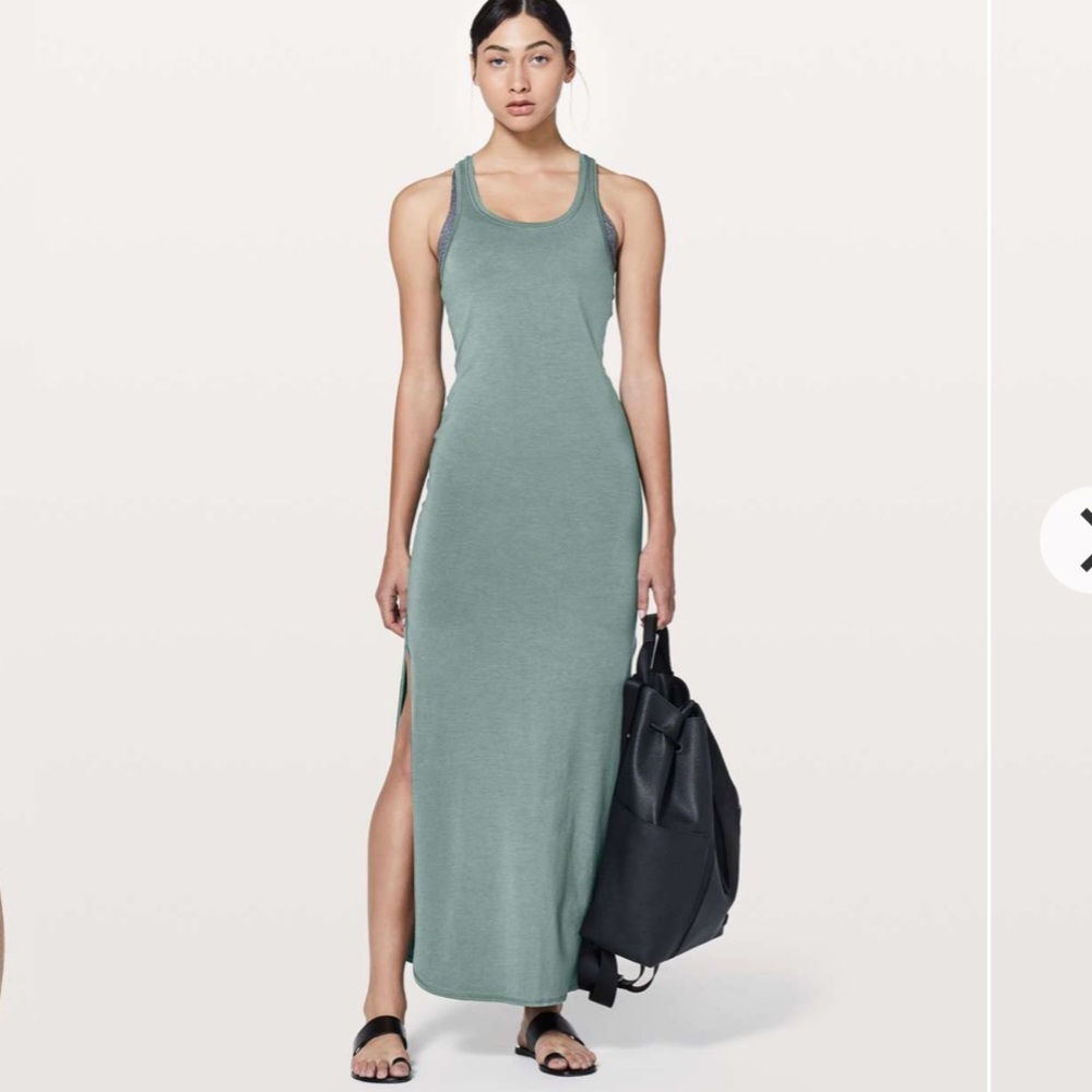 lululemon athletica Dress Sage Green Racerback Maxi Pima Cotton